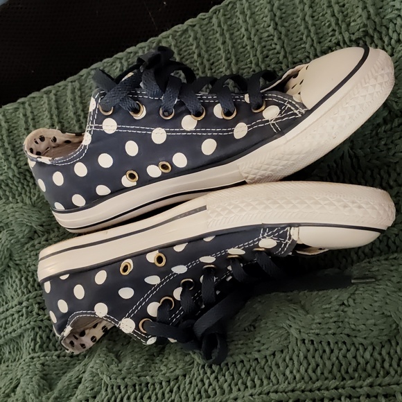 Converse All Star Low Top Polka Dot White Blue, Juniors 5 Or Winter Women's 7 - Picture 7 of 9